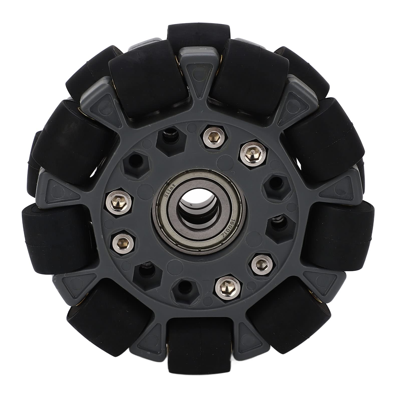 Rueda omnidireccional para robot de 100 mm, resistente, de nailon, caucho y latón, con rotación de 360 ​​grados y cojinete central, ideal para coches robot y proyectos de b