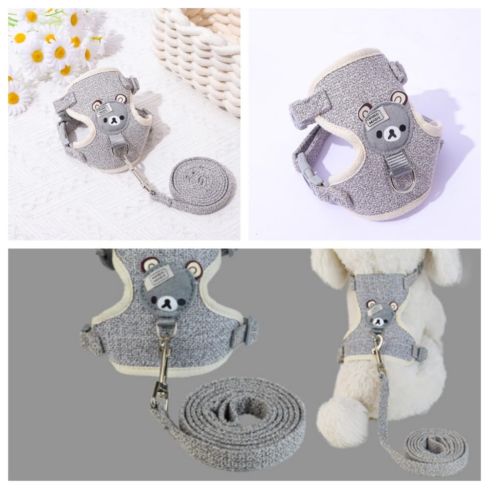 Harnais pour Lapins Laisse Réglable 27-35 cm 1,20 m Gris S
