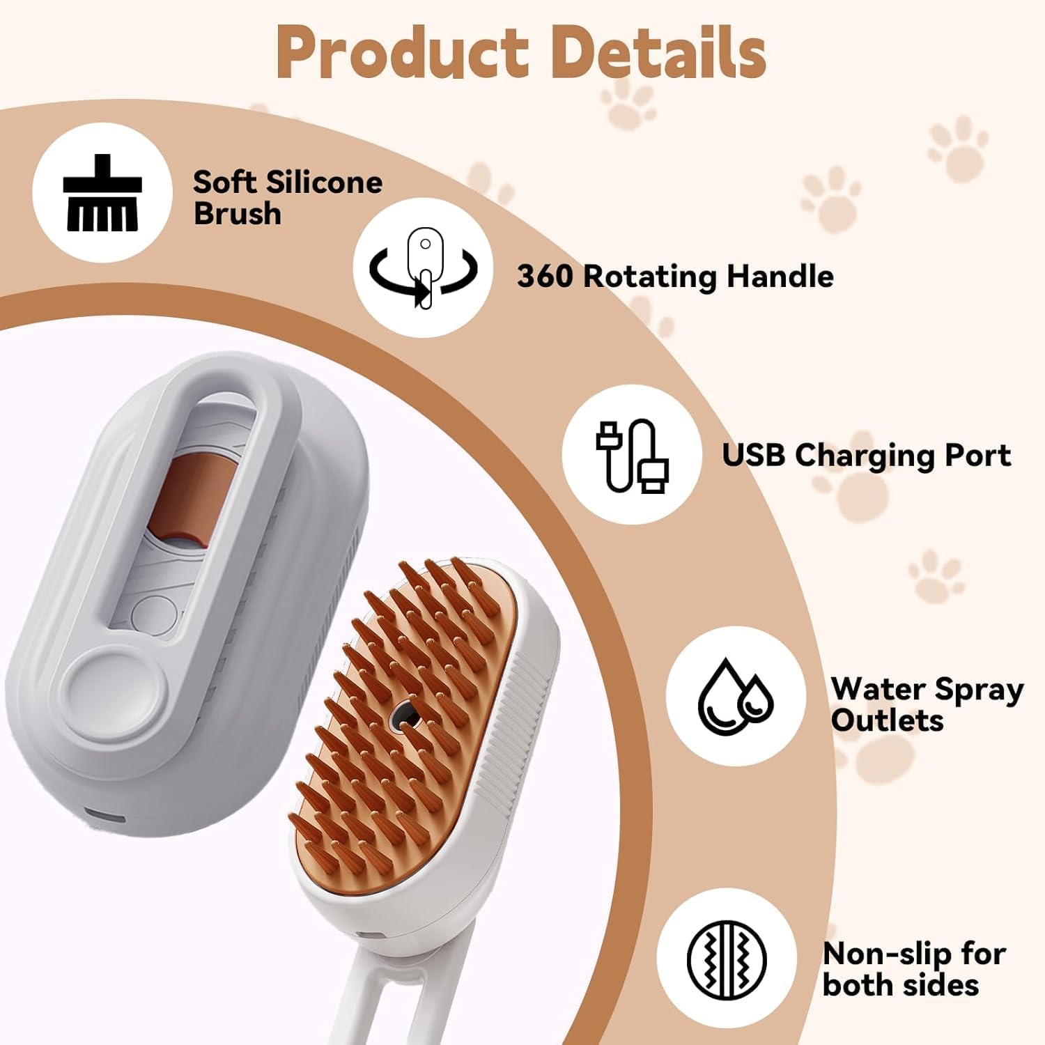 4 in 1 Cat Steam Brush for Shedding Rechargeable Dog Steamy Brush, Anti-Static Steam Pet Brushing, Massage, Cleaning - Image 2