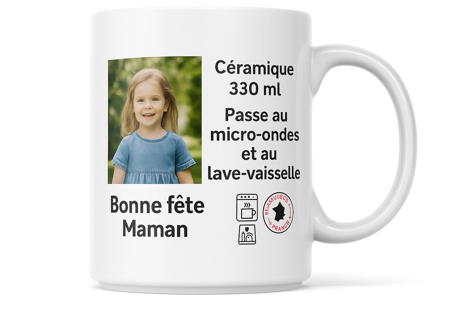 Fapadjo Mug Personnalisable Photo Texte - Tasse Café Prénom Cadeau Anniversaire Naissance