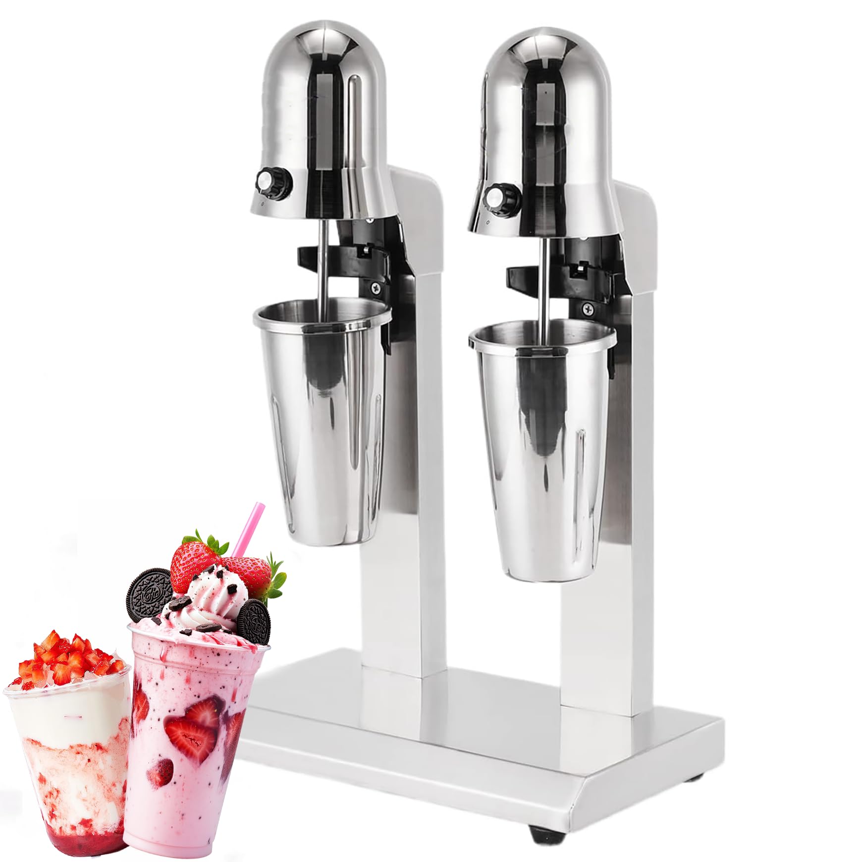 Frullatore Elettrico Professionale Per Milkshake Da 180 W, 18000 Giri/min, A Doppia Testa, Con Controllo A 2 Velocità E Microinterruttore, 2 Bicchieri Da 800 Ml, Ideale Per Bar E Caffetterie.
