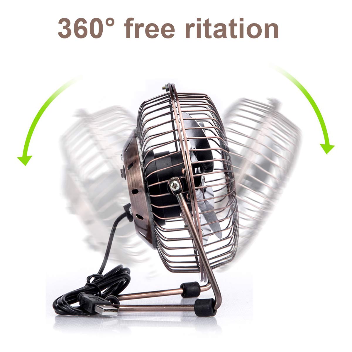 Elegante Ventilatore da Scrivania con Struttura in Metallo con Connessione USB F