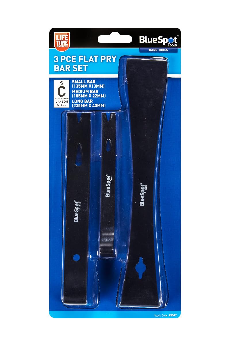 Bluespot 3pc Flat Bent Nose Pry Crow Lever Bar Set Wrecking Puller Pulling Tool
