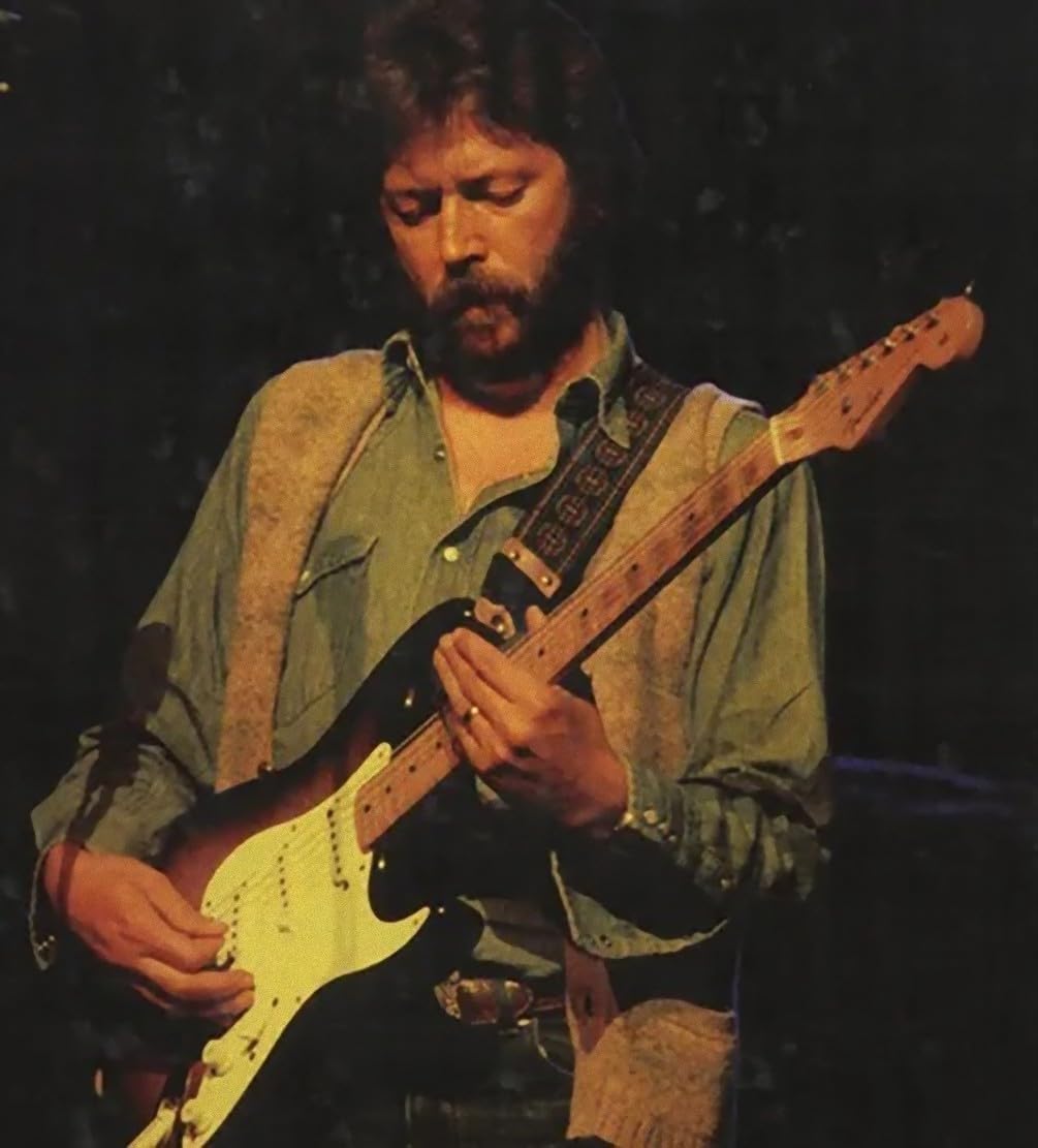 Clapton Miniature Guitar Replica - 10 Inch Sunburst Strat Miniature Replica Guitar with Stand for Desk, for Rock and Roll Lovers and Eric Clapton Fans - Hand Painted, Solid Mahogany Wood