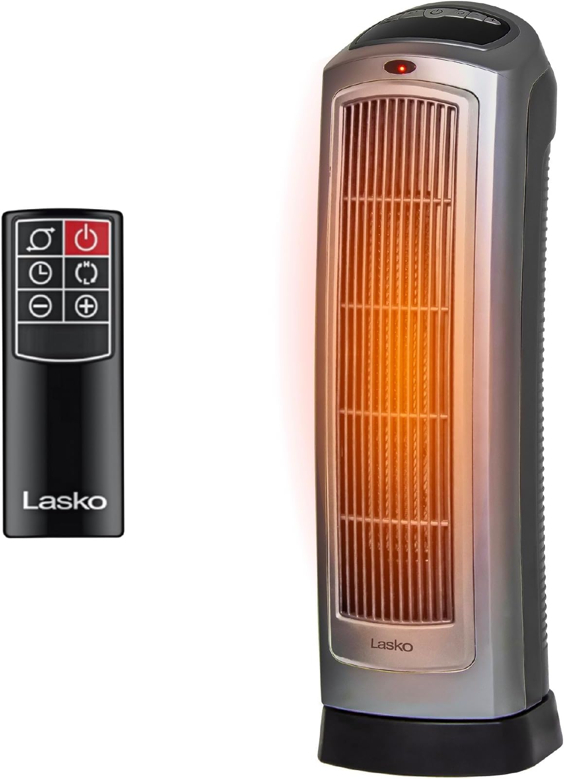 Oscillating Digital Ceramic Tower Heater for Home with Adjustable Thermostat, Timer and Remote Control, 23 Inches, 1500W, Silver, 755320