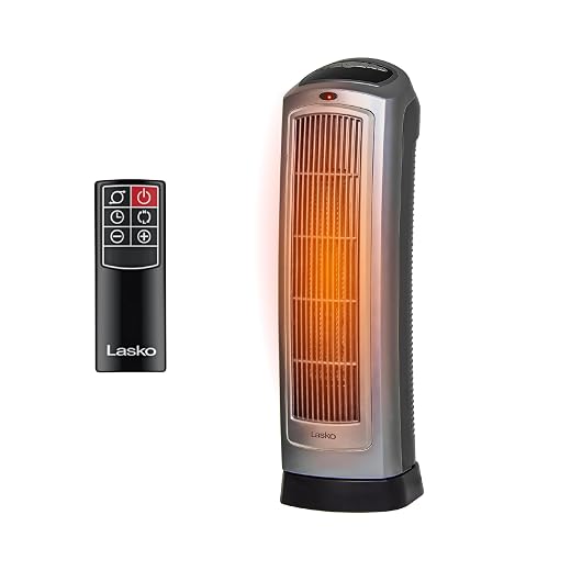 Lasko Oscillating Digital Ceramic Tower Heater for Home with Adjustable Thermostat, Timer and Remote Control, 23 Inches, 1500W, Silver, 755320