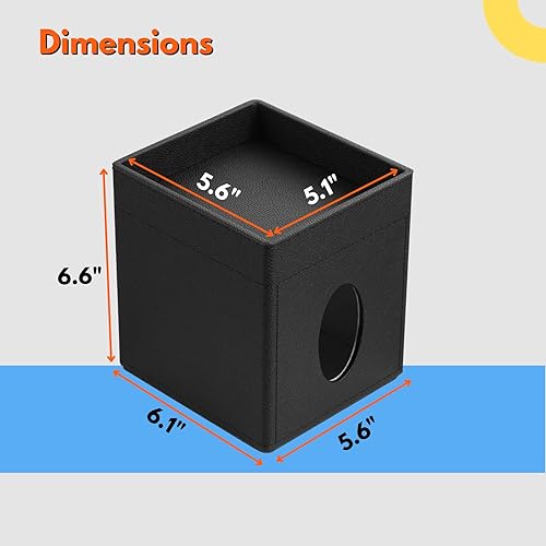 Miniatura 5 de LAMOTI Funda de cuero para caja de pañuelos con bandeja de almacenamiento, soporte cuadrado para caja de pañuelos faciales para baño, mesa de