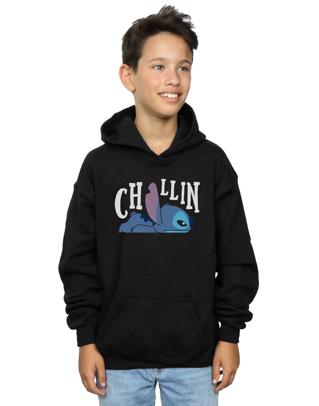 Disney Boys Lilo And Stitch Chillin Hoodie Black 9-11 Years