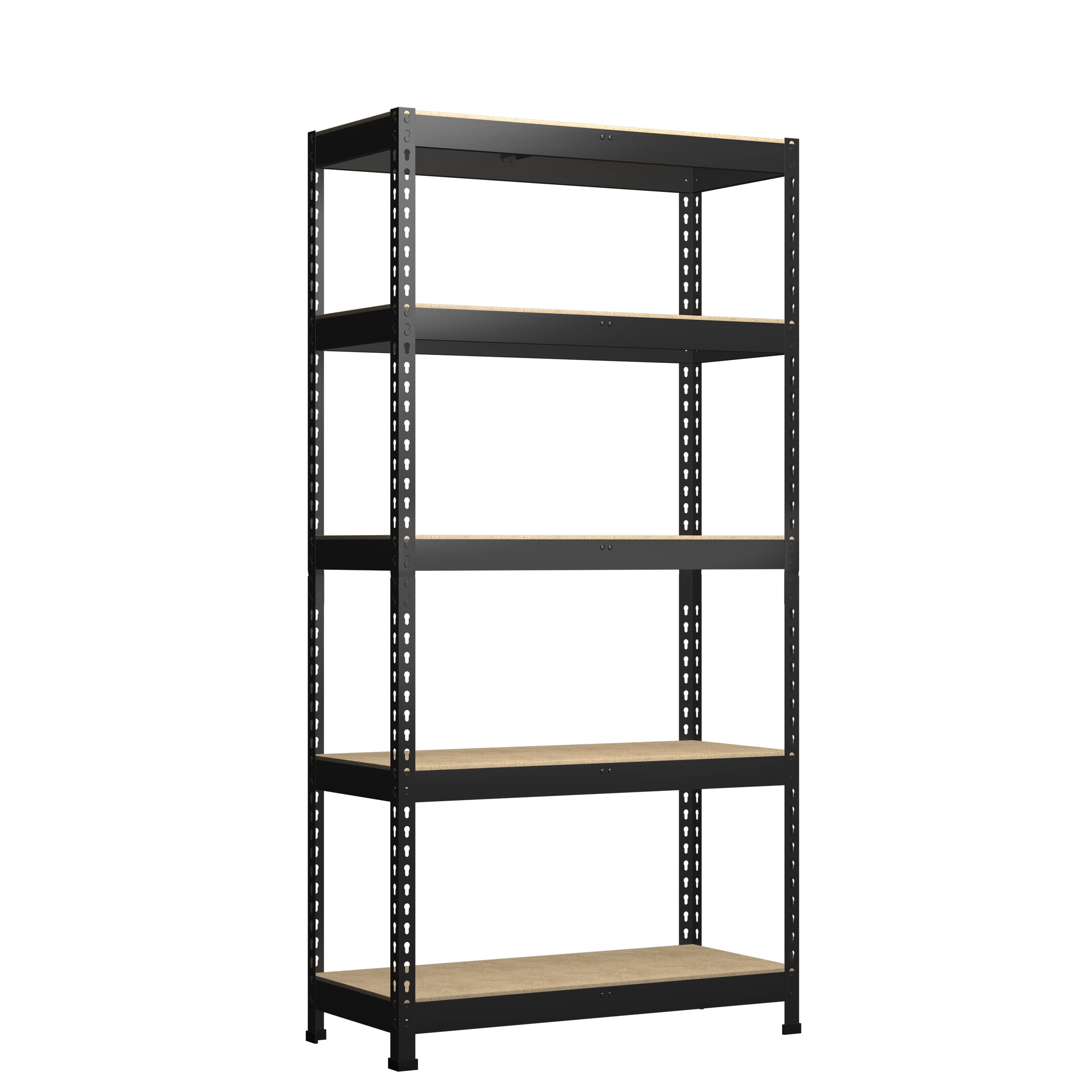 35.5" W x 16" D x 71" H Adjustable Garage Storage Shelves - 5-Shelf Heavy Duty Shelving Unit, Metal Utility Storage Organizer Racks for Warehouse Pantry Closet Kitchen, Black