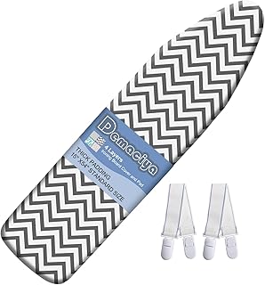 Ironing Board Cover and Pad Fits 15" x54" Standard Boards, Resist Scorching and Staining, 4 Layers Thick Padding Iron Boar...