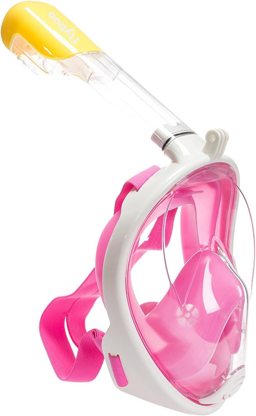 Flyboo Snorkel Mask, Full Face Snorkel Set, 180°view Snorkeling Gear with Panoramic Design-Compatible Sports Camera, Diving Mask with Anti-fog and Anti-leak Technology for Adults and Kids