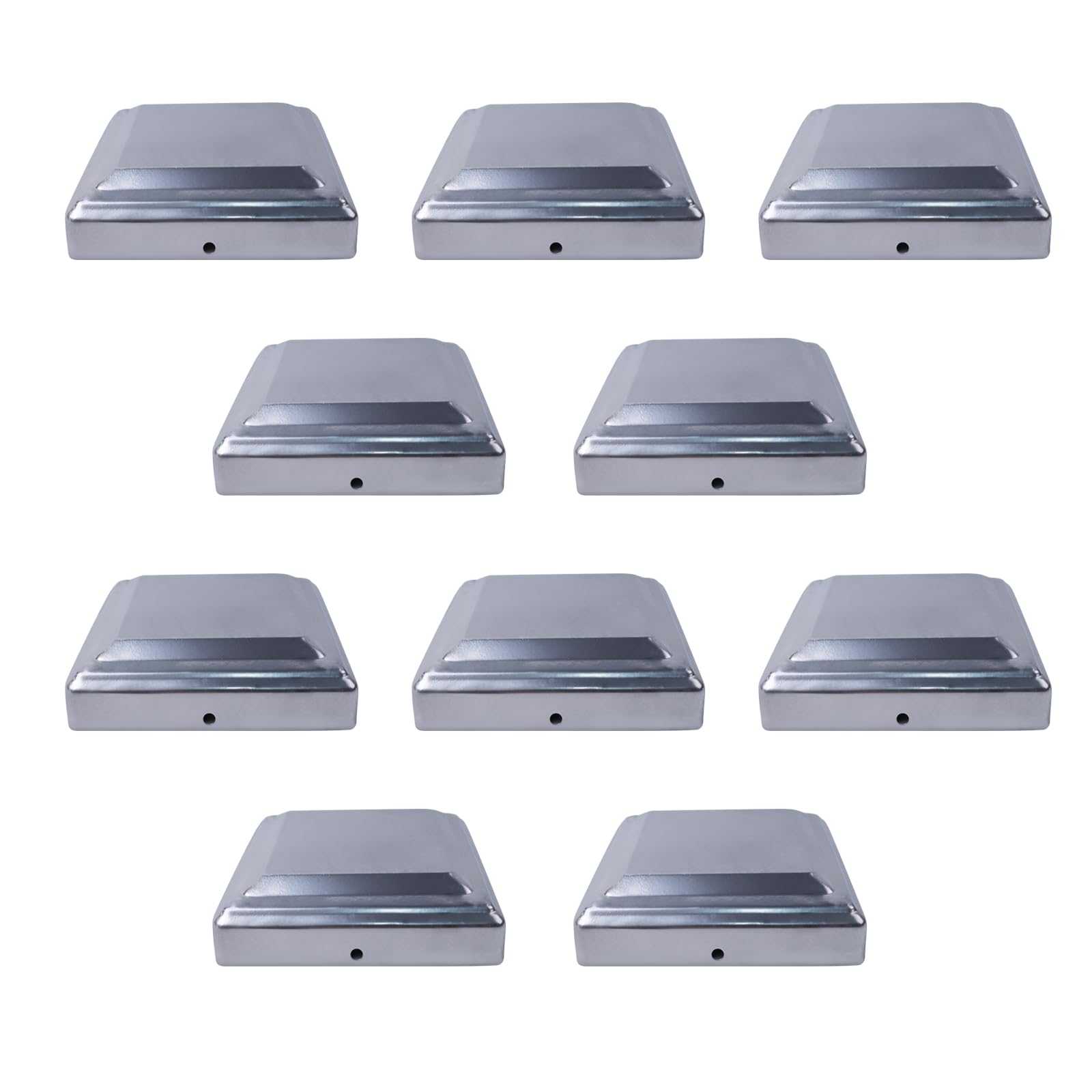 Nakrętki na słupki, 10 sztuk, 7 x 7/8 x 8/10 x 10 cm, metalowe zaślepki na słupki, zaślepki na słupki drewniane (nasadki słupków, 81 x 81 mm)