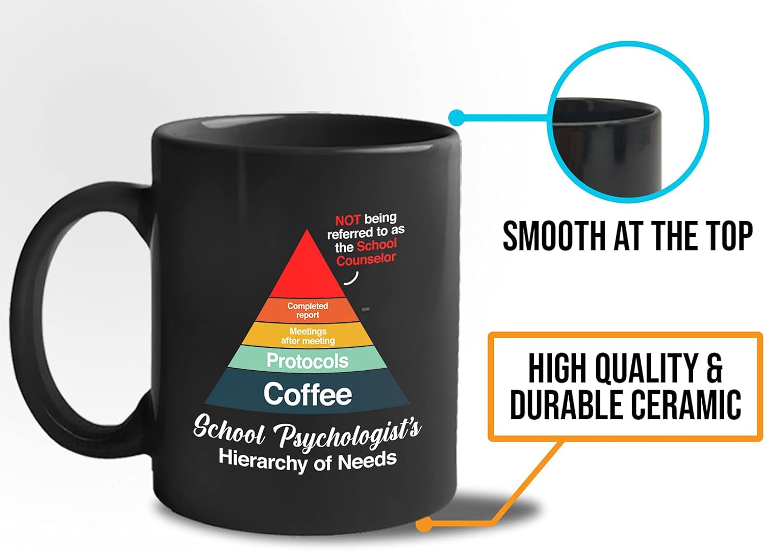 Bubble Hugs Psychology Coffee Mug - School Psychologist's Hierarchy of Needs - Psych Student Job Therapy Therapist Coworker Birthday 11oz Black image 5