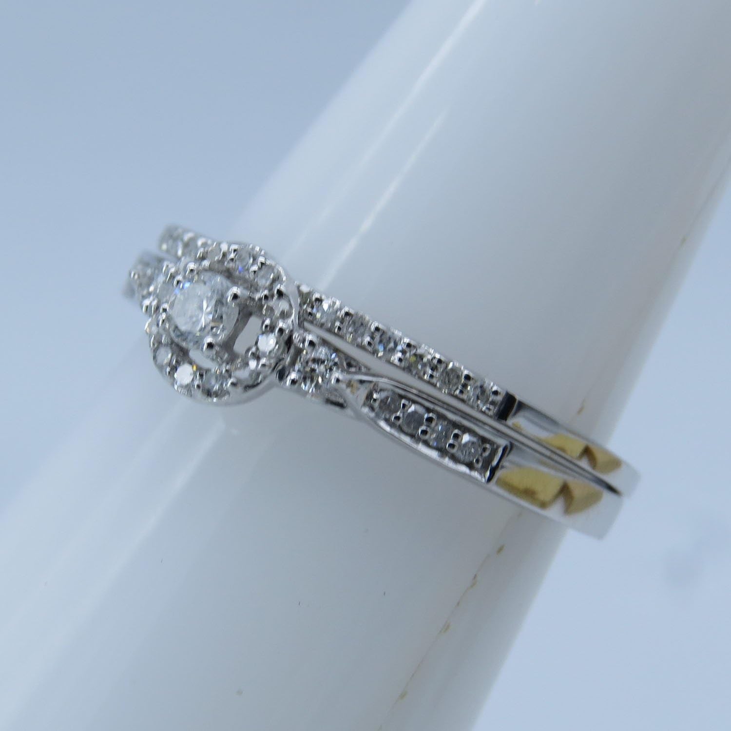 Dazzlingrock Collection 0.27 Ctw 14K Real Solid Gold Round Natural Diamond Women Halo Bridal Engagement Band Ring Set - Image 5