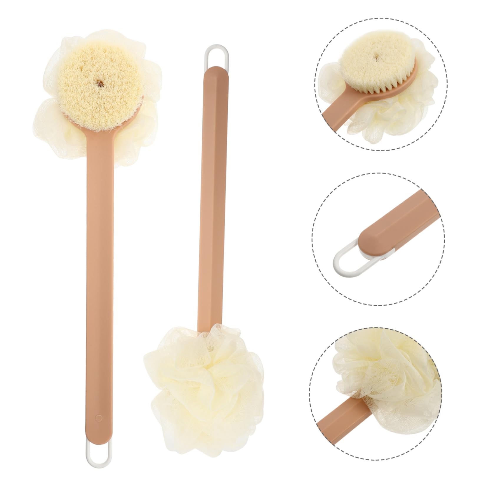 Healvian 2 Pezzi Spazzola Ergonomica con Manico per Vasca da Bagno Esfoliante per Il Corpo Spa in Rete