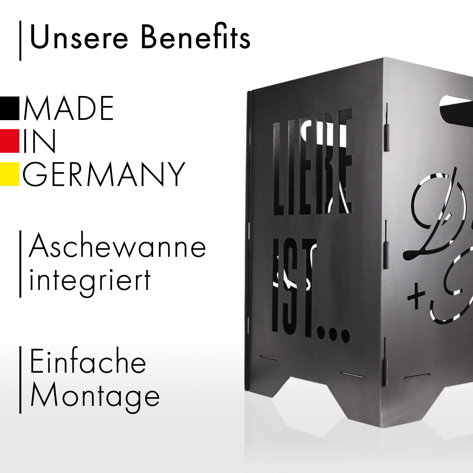EXTRAVAGANT® Feuertonne Feuerstelle Feuerkorb Feuersäule für den Garten Terrasse Stahl Rostoptik Unikat Edelrost Geschenk Liebe