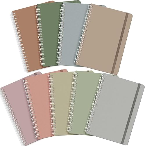 Miniatura 1 de Qeeenar 9 cuadernos de espiral rayados de 5.7 x 8 pulgadas, diario de espiral de doble alambre, 160 páginas por diario, 3.53 ozm de papel grueso,