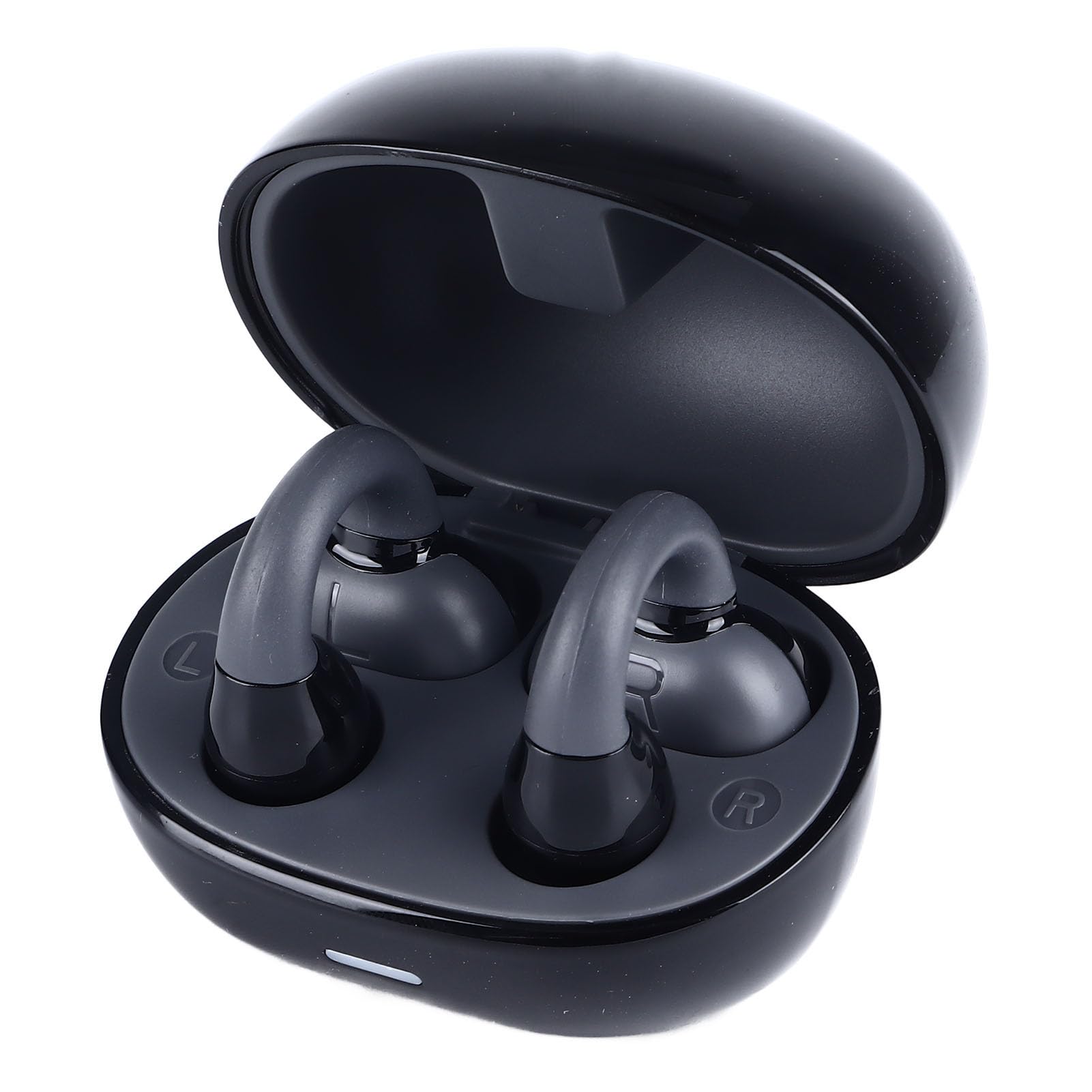 Bewinner Auricolari Wireless Clip per Orecchio Cuffie a Conduzione Ossea Bluetooth 5.3 Cuffie Auricolari Aperte con Custodia di Ricarica per Sport Corsa Allenamento in Bicicletta (BLACK)
