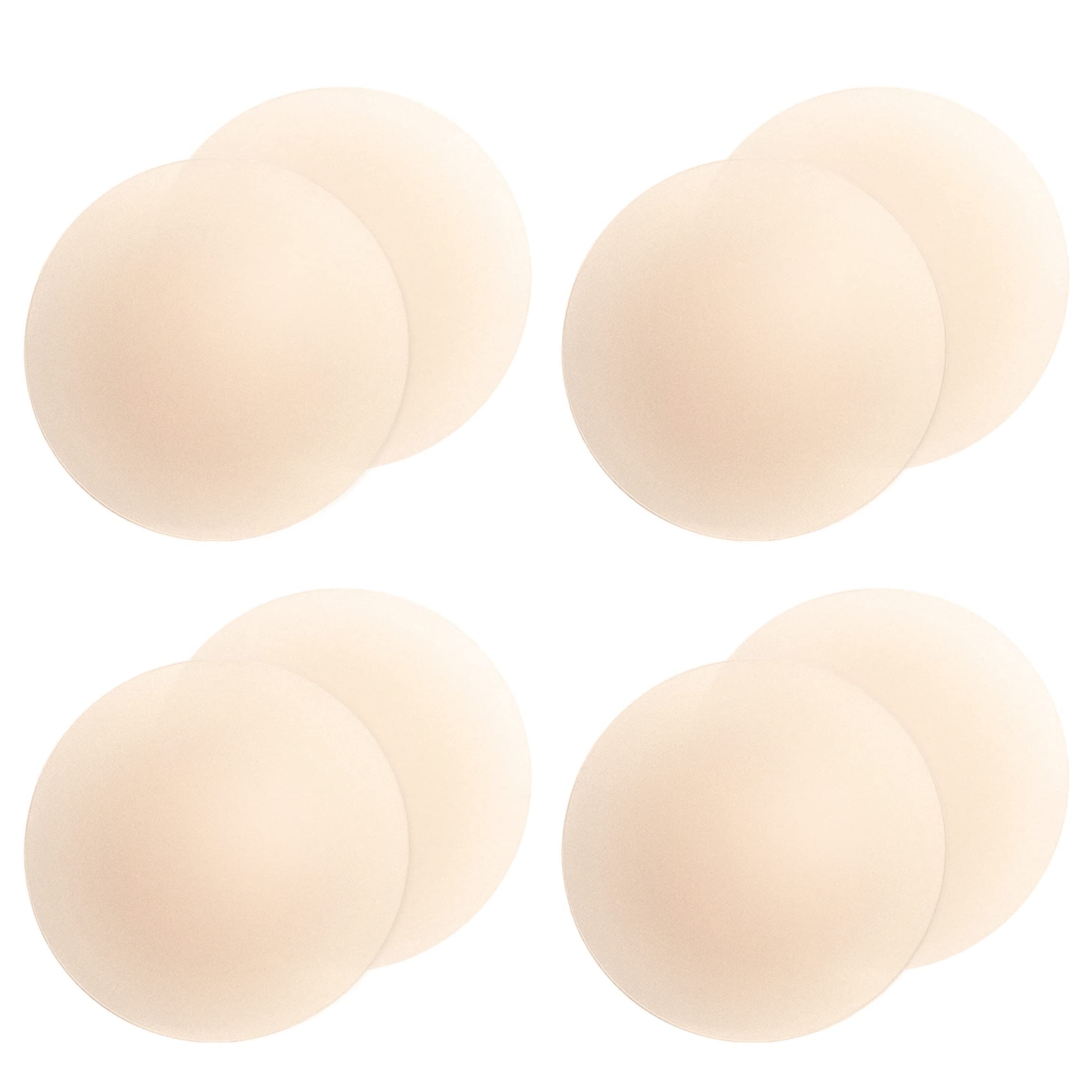 Gmumu® Ultra Dünne Damen Nippel Covers Wiederverwendbar und Selbstklebende Nippel Abdeckungen aus Silikon Aufkleber Nippelabdeckungen - Rund, 8cm