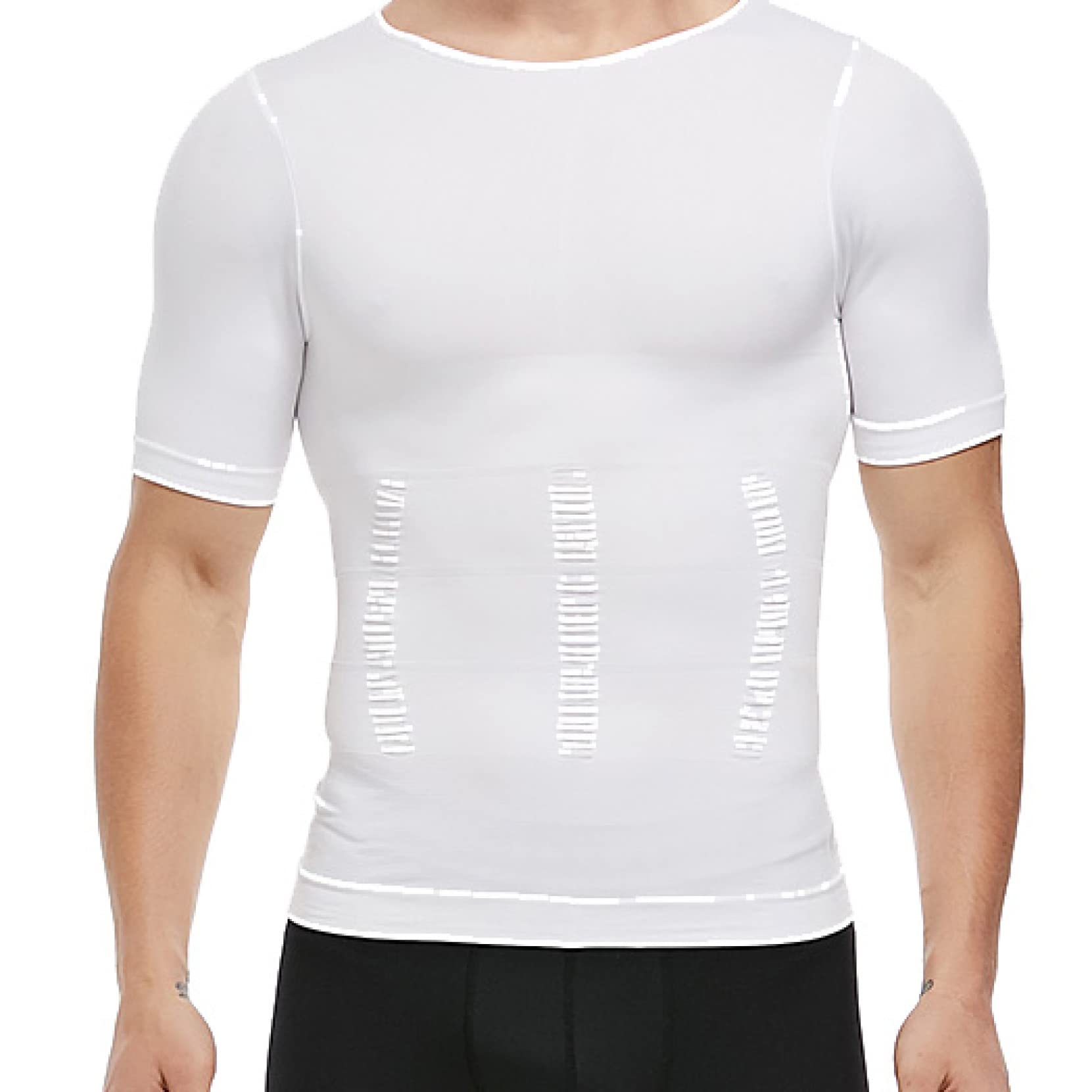 body shaper dla mężczyzn rozciągliwa koszulka kompresyjna treningowe koszulki wyszczuplają brzuch - warstwa podstawowa modelująca sylwetkę z krótkimi rękawami