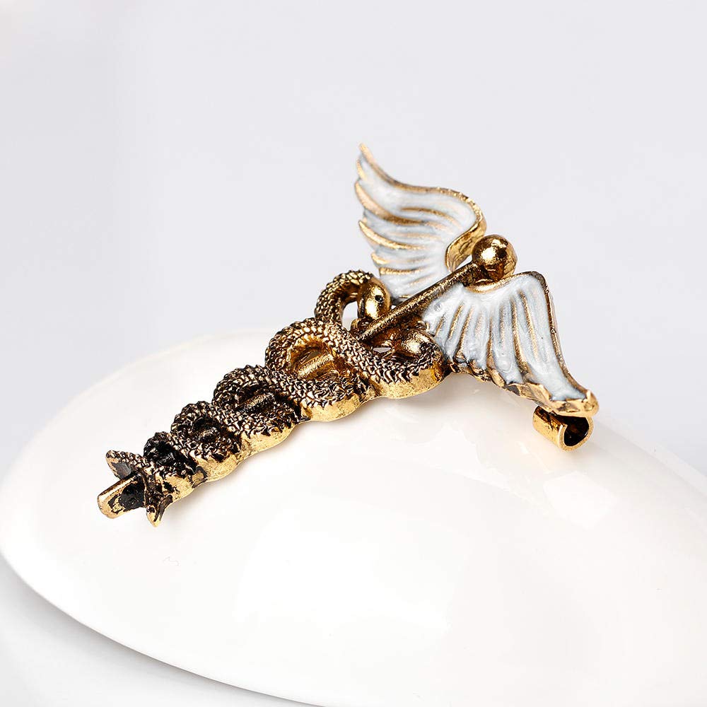 Spilla Caduceo Per Medici E Infermieri - Bigiotteria 38x40mm, Oro O Argento, Per Sanitari