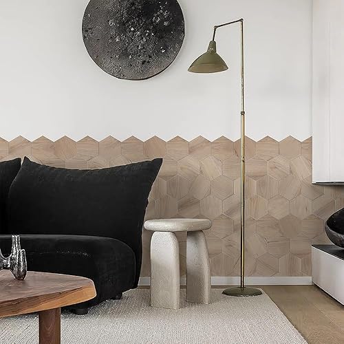 Miniatura 7 de Avant Decor Azulejos para salpicaduras de cocina de despegar y pegar grano de madera hexagonal compuesto de piedra azulejos de pared para pegar en