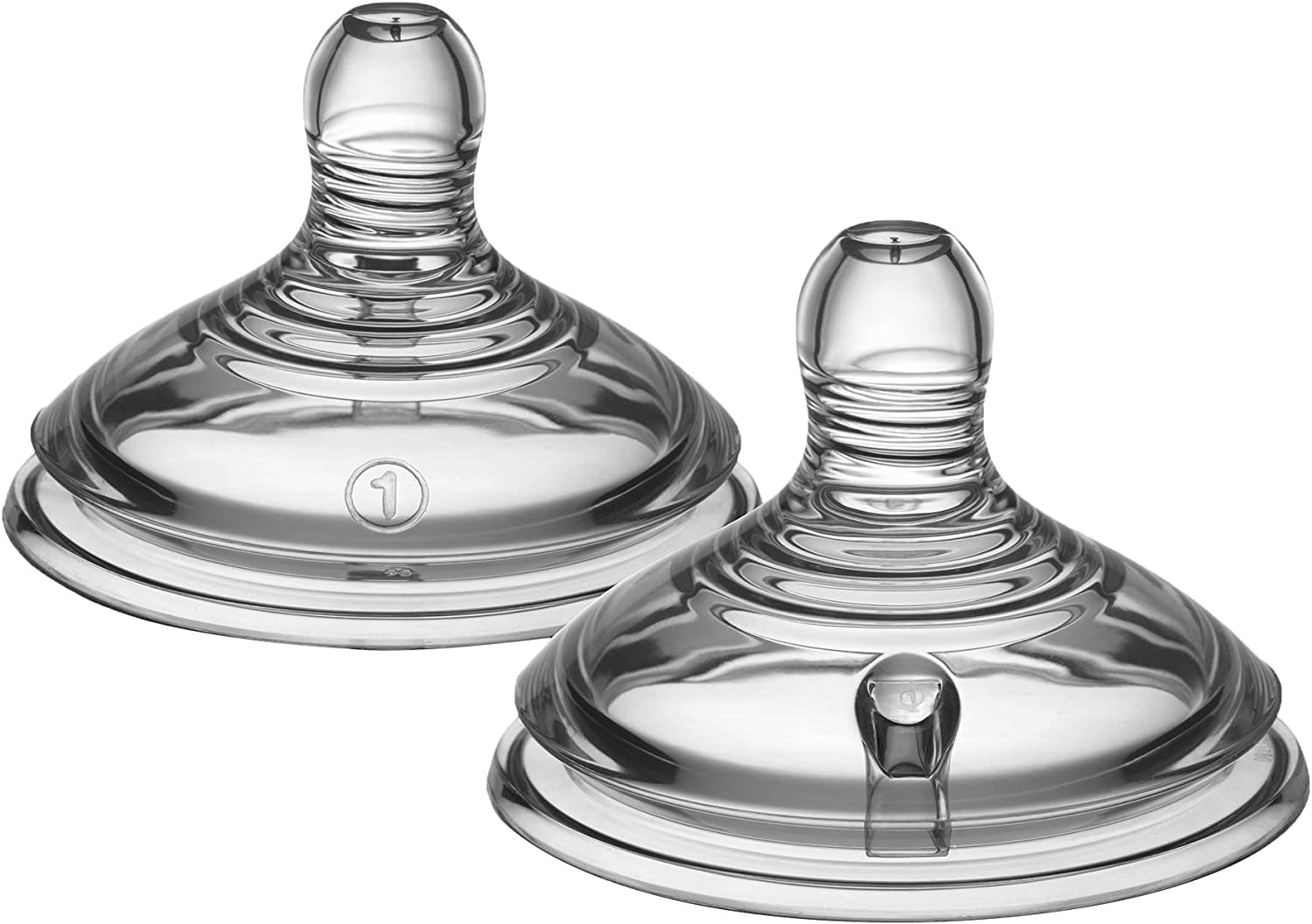 Tommee Tippee Closer to Nature Baby Bottle Teats, Breast-Like, Anti-Colic Valve, Soft Silicone, Slow-Flow, 0m+, Pack of 2