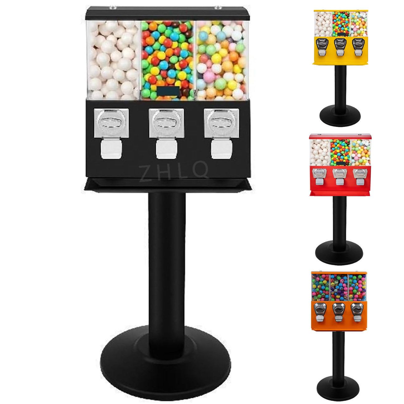 Distributeur automatique commercial à pièces avec support et plusieurs boîtes pour les ventes de capsules de gomme, de bonbons et de jouets