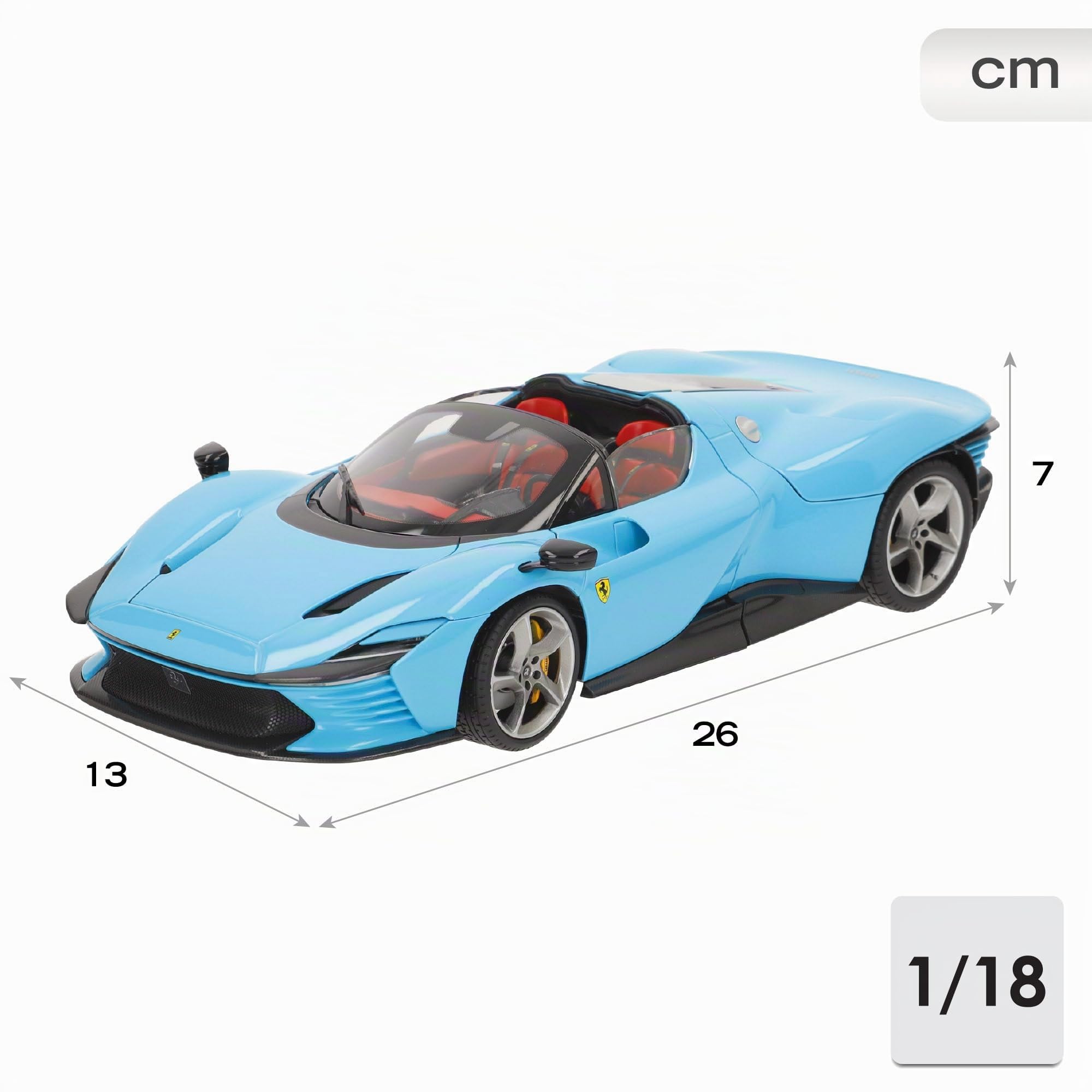 Burago Maqueta Coche Ferrari Daytona SP3 Azul 1:18, Hypercar de la Serie Icona, Inspirado en los prototipos de Resistencia de los años 60, Carrocería en Die-Cast, Puertas Tipo Mariposa (78085)