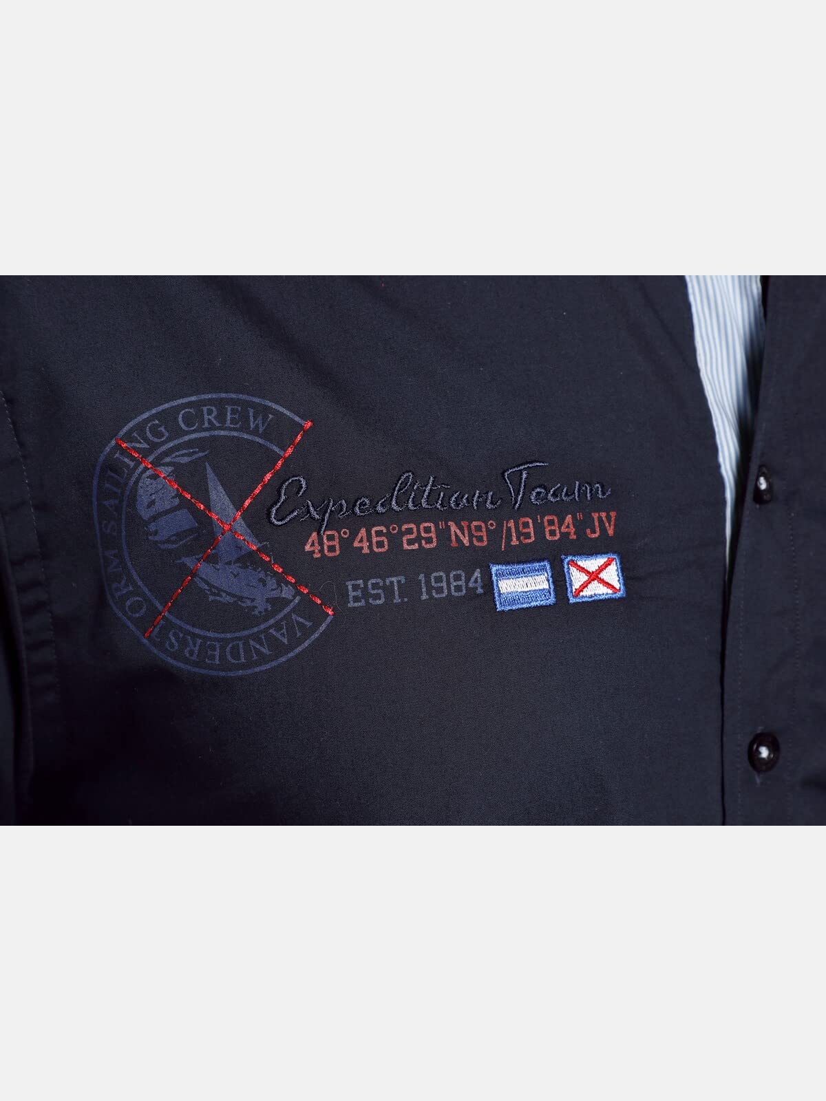 Jan Vanderstorm Herren Hemd Fynnjard | kurzarm mit Kentkragen, einfarbig mit Kontrast-Details | maritimes Freizeithemd | 100% Baumwolle | große Größen L-7XL