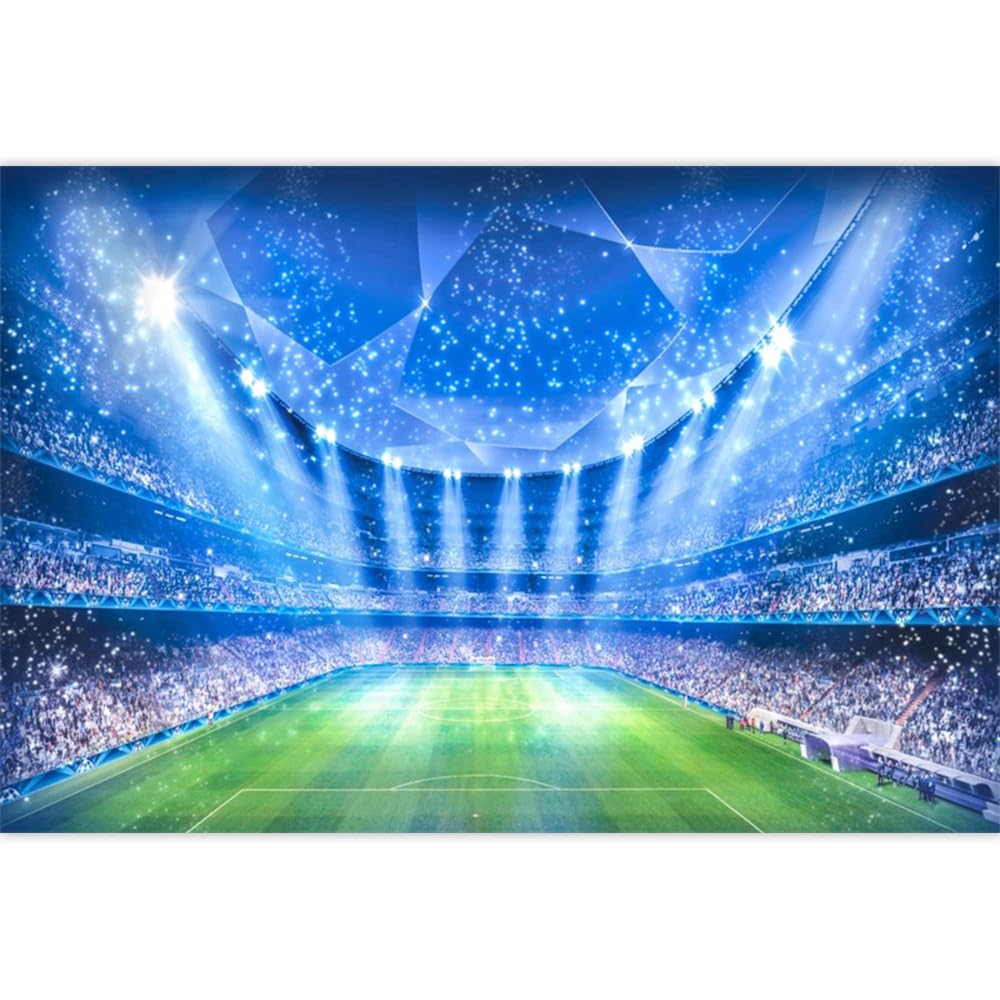 Campo di calcio Sfondo Stadio Competizione Calcio Fan Night Spotlight Sfondo Ragazzi Uomini Decorazioni Festa di Compleanno Partita di Calcio Banner Fotografia Sfondo Studio Puntelli 3x2 m