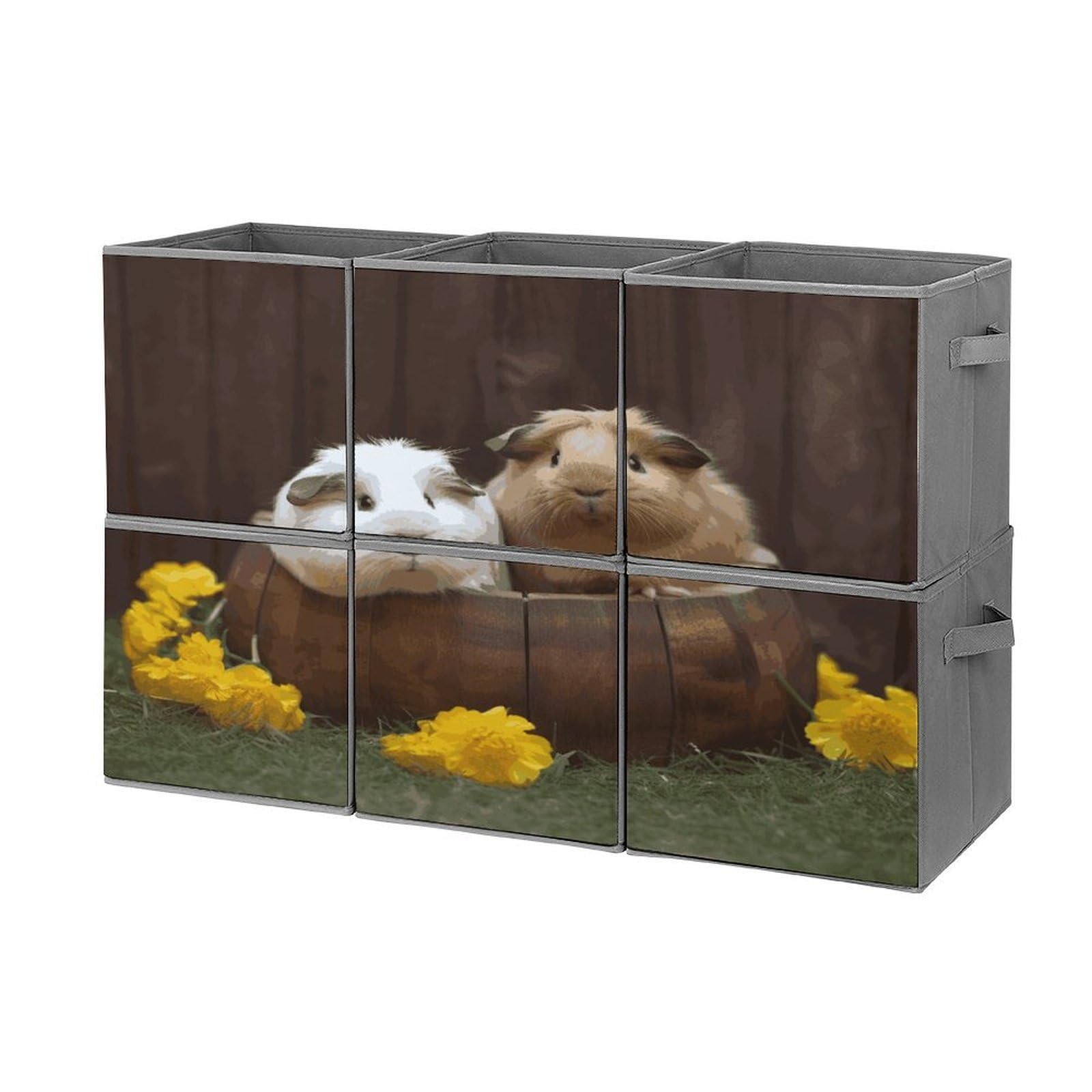 Btcowzrv Style Guinea Pigs Storage Cubes, 6 Pack Oxford Fabric Foldable Collapsible Bins With Handles, Cubby Storage Baskets Boxes For Closet Shelves Office Organization