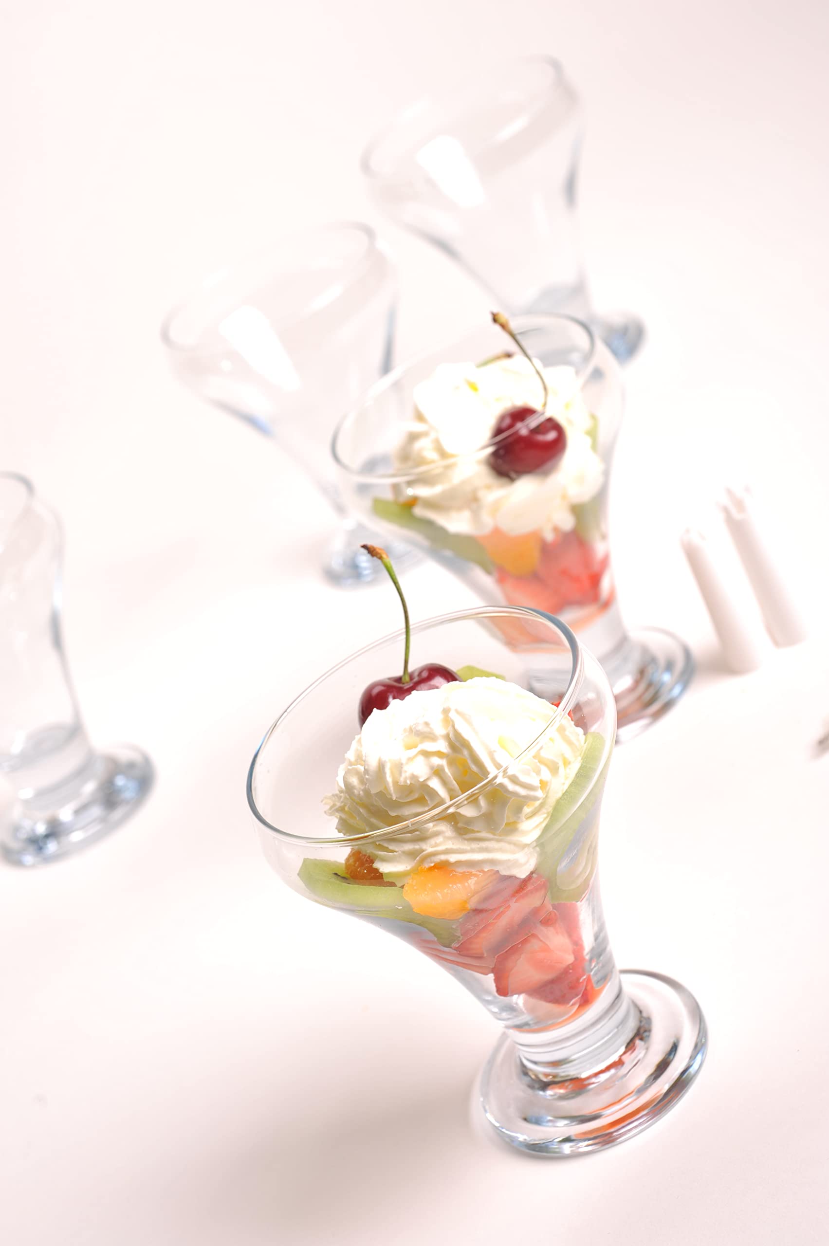 Lebrun Couverts Coffret Glace Frosty – 12 Pièces Élégantes : 6 Coupes Pied 30,5 Cl En Verre Cristallin + 6 Cuillères Colorées – Idéal Desserts, Entrées Et Cocktails