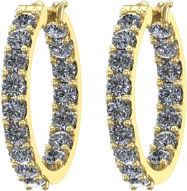 Houston Diamond District 1-6 Carat Inside Outside Diamond Huggies Hoop LAB GROWN Diamond Earrings Oval Shape Ultra Premium Collection (D-F Color, VS2-SI1 Clarity)