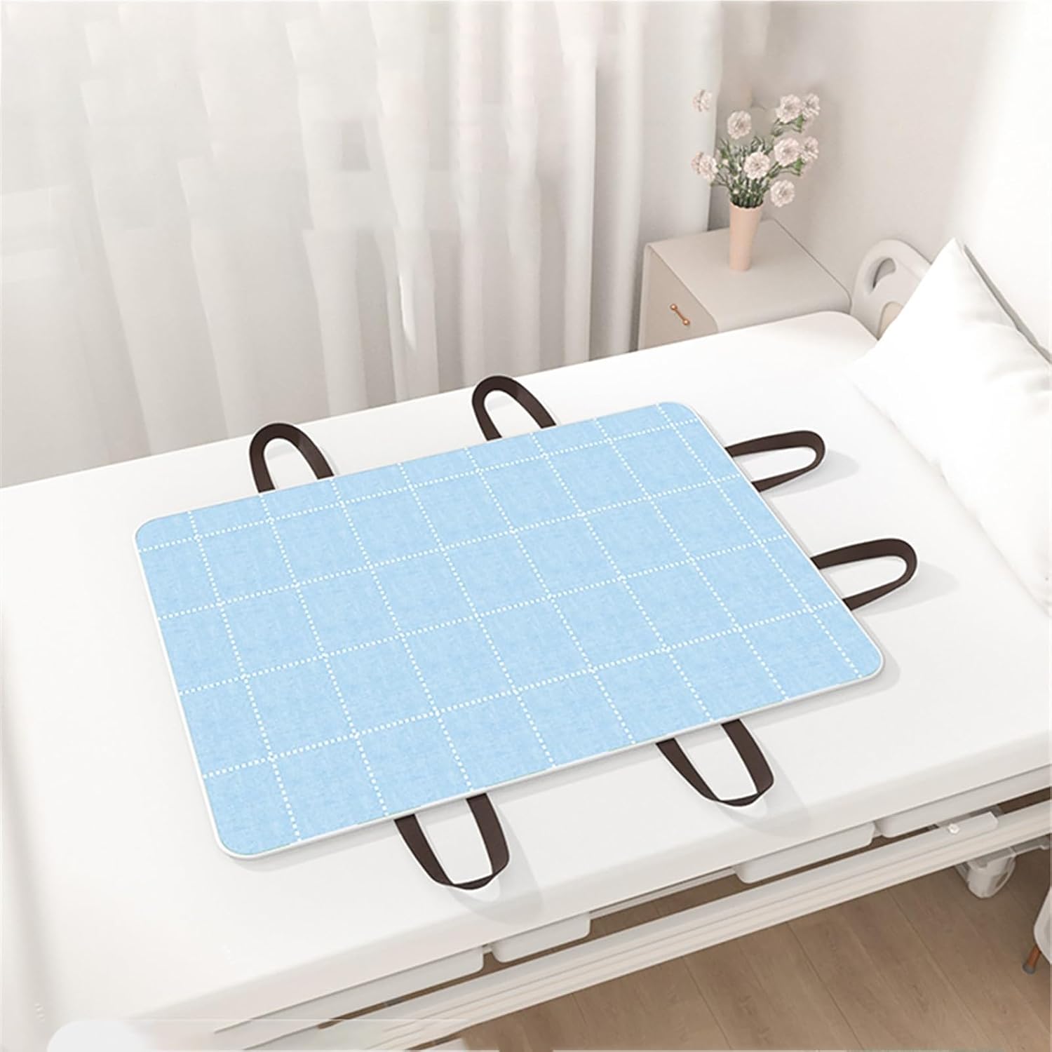 Bed Pads Washable Waterproof Incontinence Underpad Waterproof Pads for Bed Washable Protector for Unisex Nursing Water Proof Bed Pad(75 * 115cm,Light Blue-Checked)