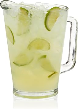 True Everyday 60 oz Glass Pitcher Durable Drink Pitcher with Handle & Spout, Perfect for Iced Tea, Lemonade, Batch Cocktails, and More Dishwasher Safe 60oz Set of 1