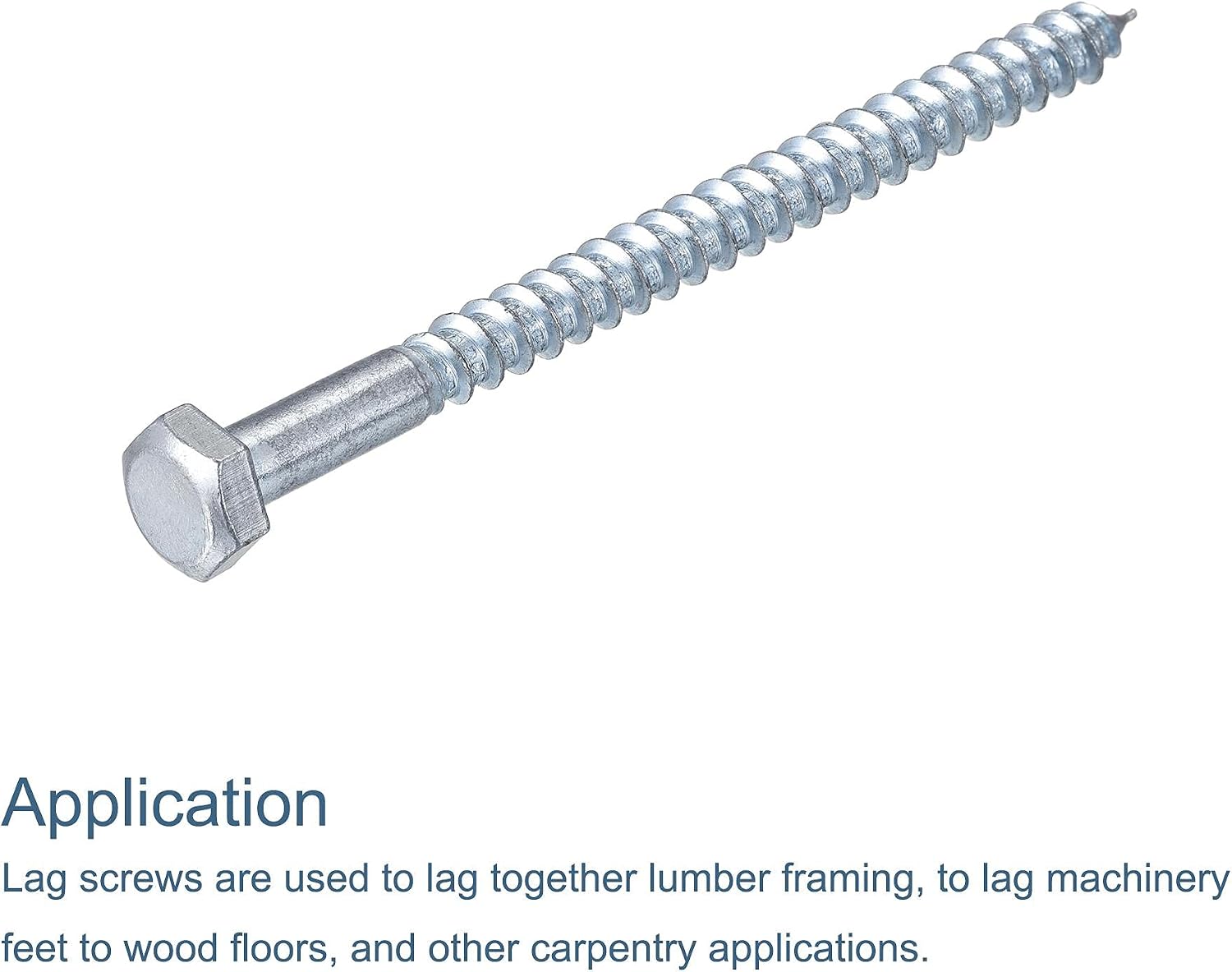 sourcing map Hex Lag Screws, M8 x 120mm Carbon Steel Zinc Plated Half Thread Self-Tapping Bolts for Wood Screw 15Pcs - Image 5