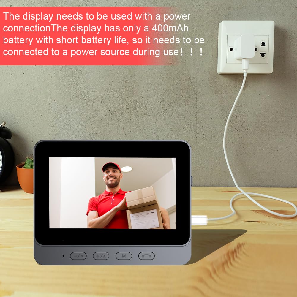 Winnes Timbre de vídeo inalámbrico con Pantalla, cámara de Timbre Exterior 1080P, Compatible con conexión inalámbrica Bluetooth 2.4G, Resistencia al Agua IP65, sin Necesidad de WiFi ni aplicación.