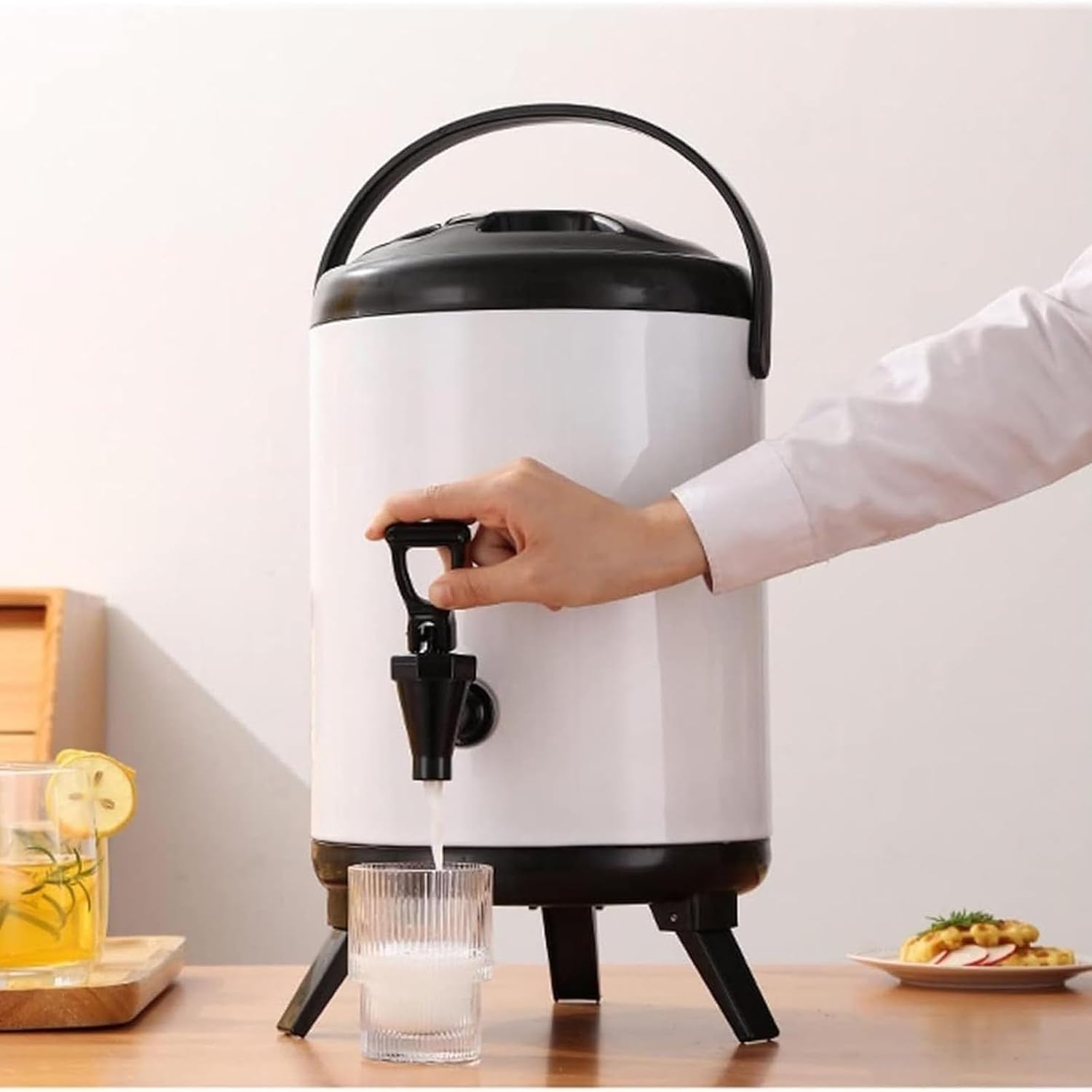 Water Dispenser Urn Boiler Hot and Cold Stainless Steel Tea Bottle - Large Capacity Sealing for Catering, Office, Hotels, Party - Faucet Included(Size:12L,Color:A)