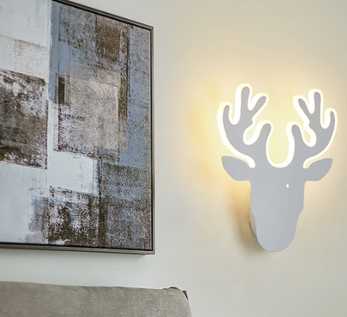 AALIN Applique da parete a LED Applique da parete per interni Lampada da parete moderna e minimalista con paralume in acrilico per soggiorno camera da letto (Cervo, Caldo)