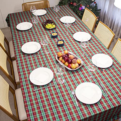 Toalha de Mesa de Natal Xadrez Verde e Vermelha. Linda Toalha de Natal Tecido Nobre, Encorpado e de