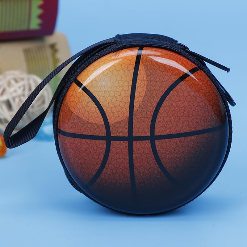 Sports Ball Pattern Coin Purse Trinkets Pouch Soccer Storage Case Box (Brown)