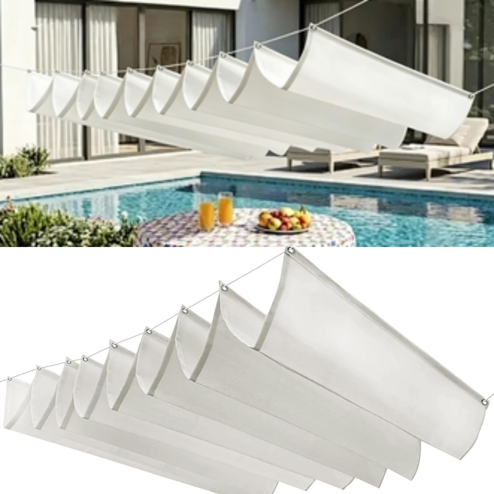 Voile d'ombrage rétractable et étanche 60x460 pour terrasse et jardin