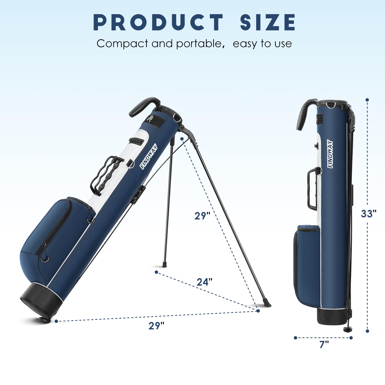 Findway Golf Stand Bag con spallacci regolabili, divisore a 2 vie, 2 tasche, borsa da golf leggera e facile da trasportare per uomini e donne