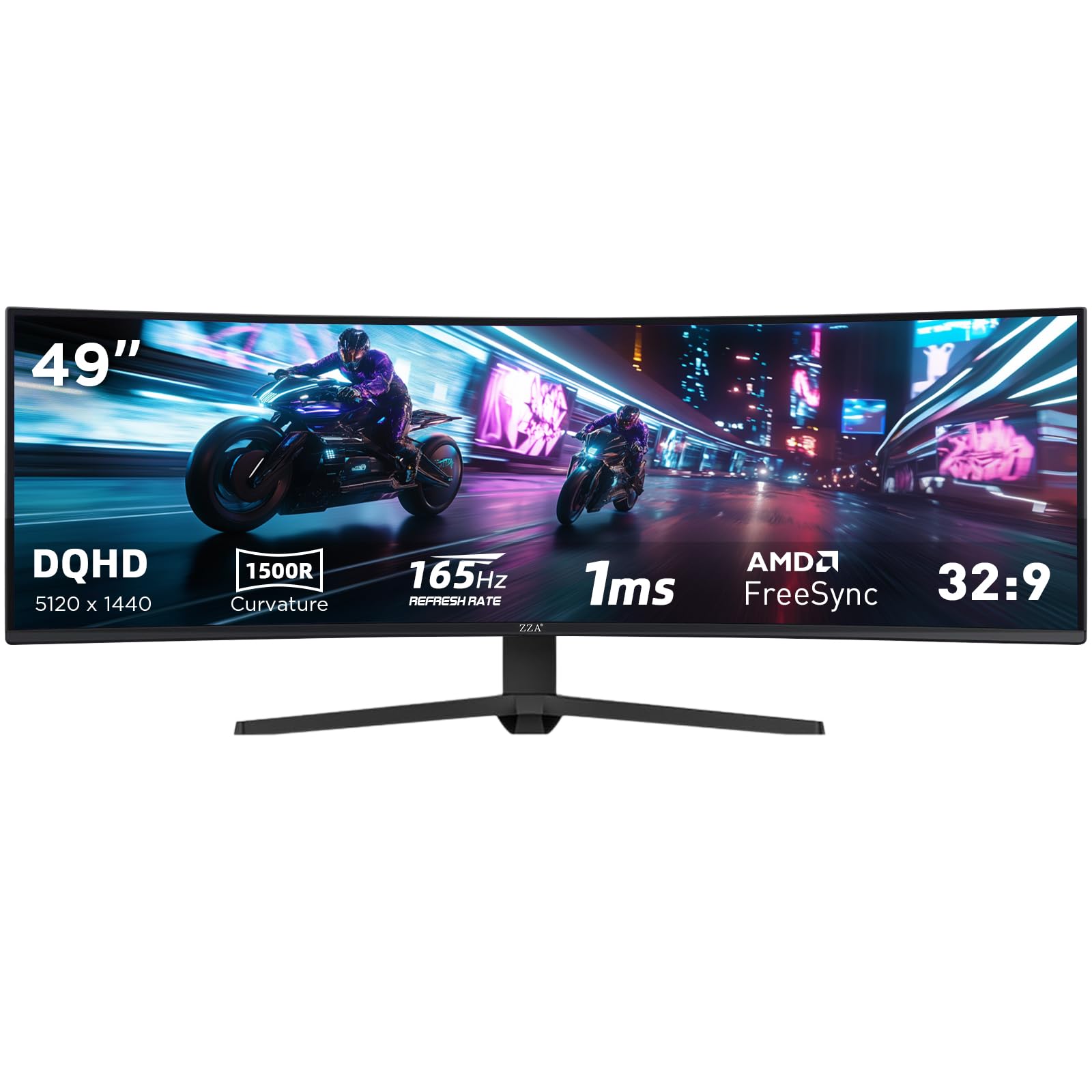Kovryx 49 Inch Ultrawide Curved Gaming Monitor, Dual QHD 5120×1440 32:9, 165Hz 1ms, HDR, G-Sync & FreeSync Compatible, 1500R VA Display, Low Blue