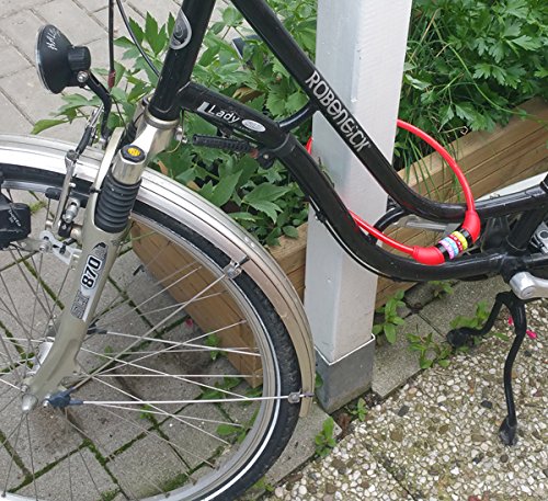 Land-Haus-Shop Fahrradzahlenschloss 65 Cm – Stahlseil, 4-stellig, Farbenfroh