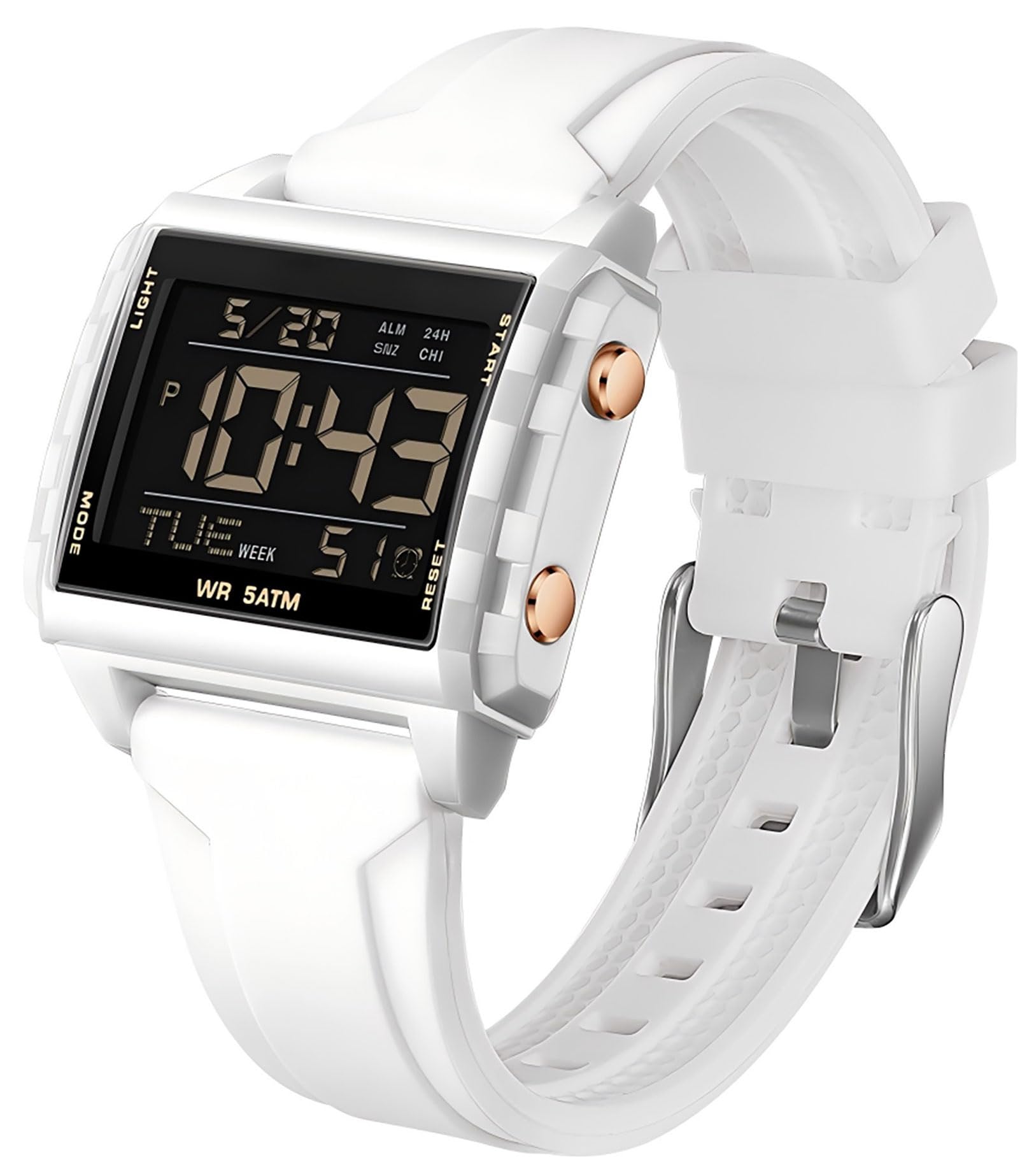 Digital Sportuhr Rechteckig Outdoor Wasserdicht Armbanduhr Transparent Große Zahl leuchtende ziffern mit Chronograph Stoppuhr Alarm Multifunktional Digitaluhr für Damen und Herren Bunt Unique