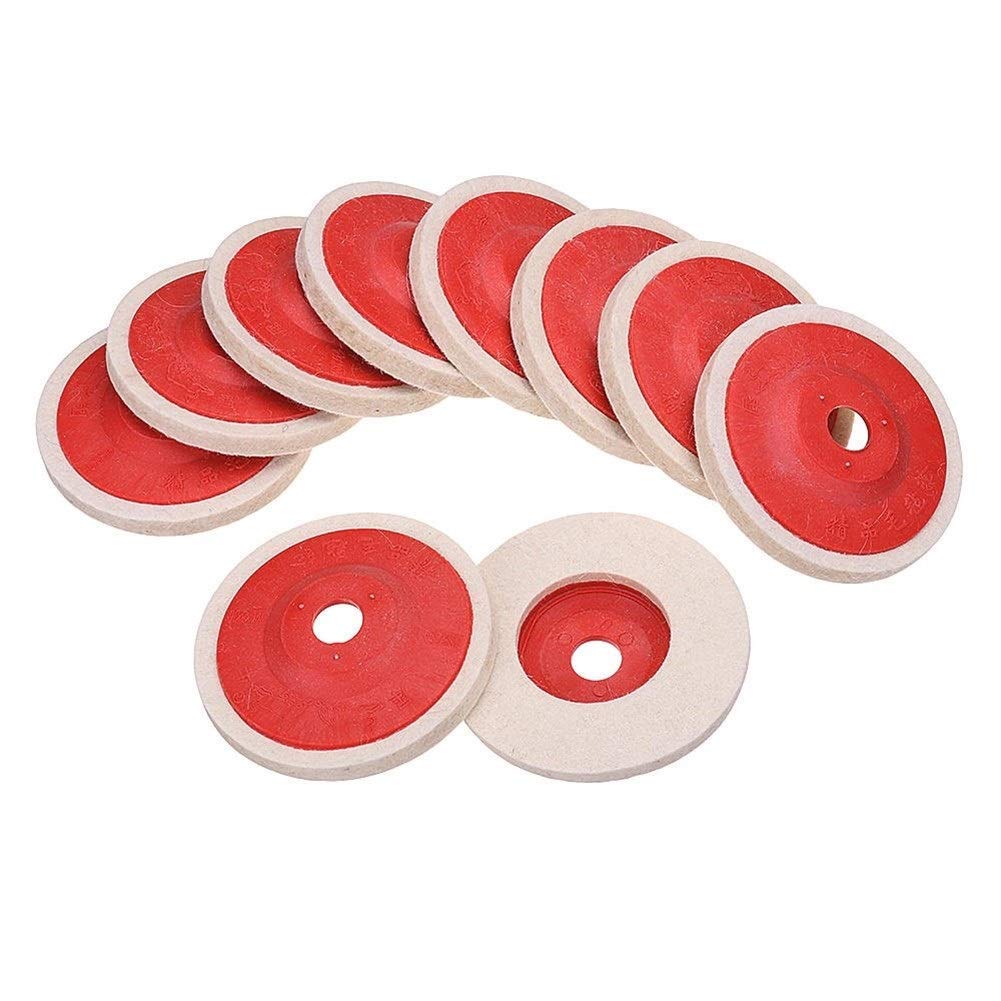 10 pz 100mm 4 Pollici Lana Lucidatura Smerigliatrice Angolare Ruota Feltro Lucidatura Disco Pad Abrasivi