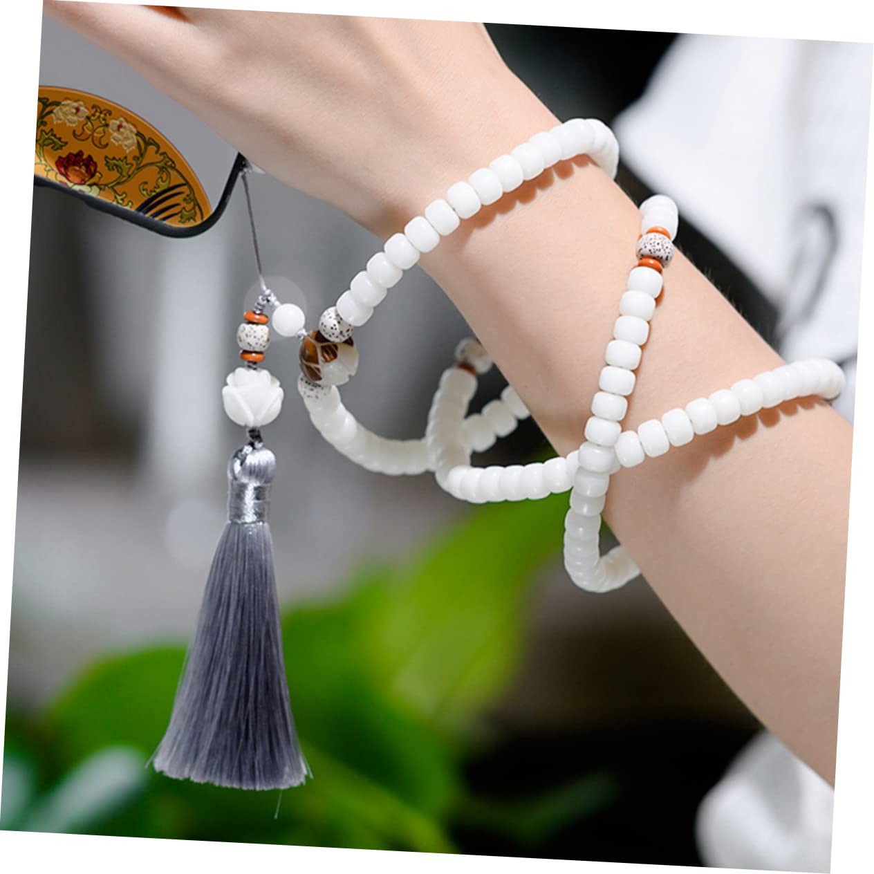 2piezas Cadena Colgante Retro Para Teléfono Perlas De Jade Correa Corta Para Llevar La Muñeca Para Uso Diario y Actividades Al Aire