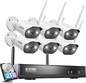 ZOSI 8CH 2K Wireless Security Camera System with 2TB HDD,6pcs 3MP WiFi Outdoor Indoor Cameras,Two-Way Audio,Color Night Vision,Light & Siren Alarm,H.265+ 2K 8CH NVR Recorder for Home 24/7 Recording asin的图片